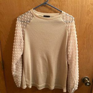 Miholl Cream Colored Shirt with Lace Sleeves